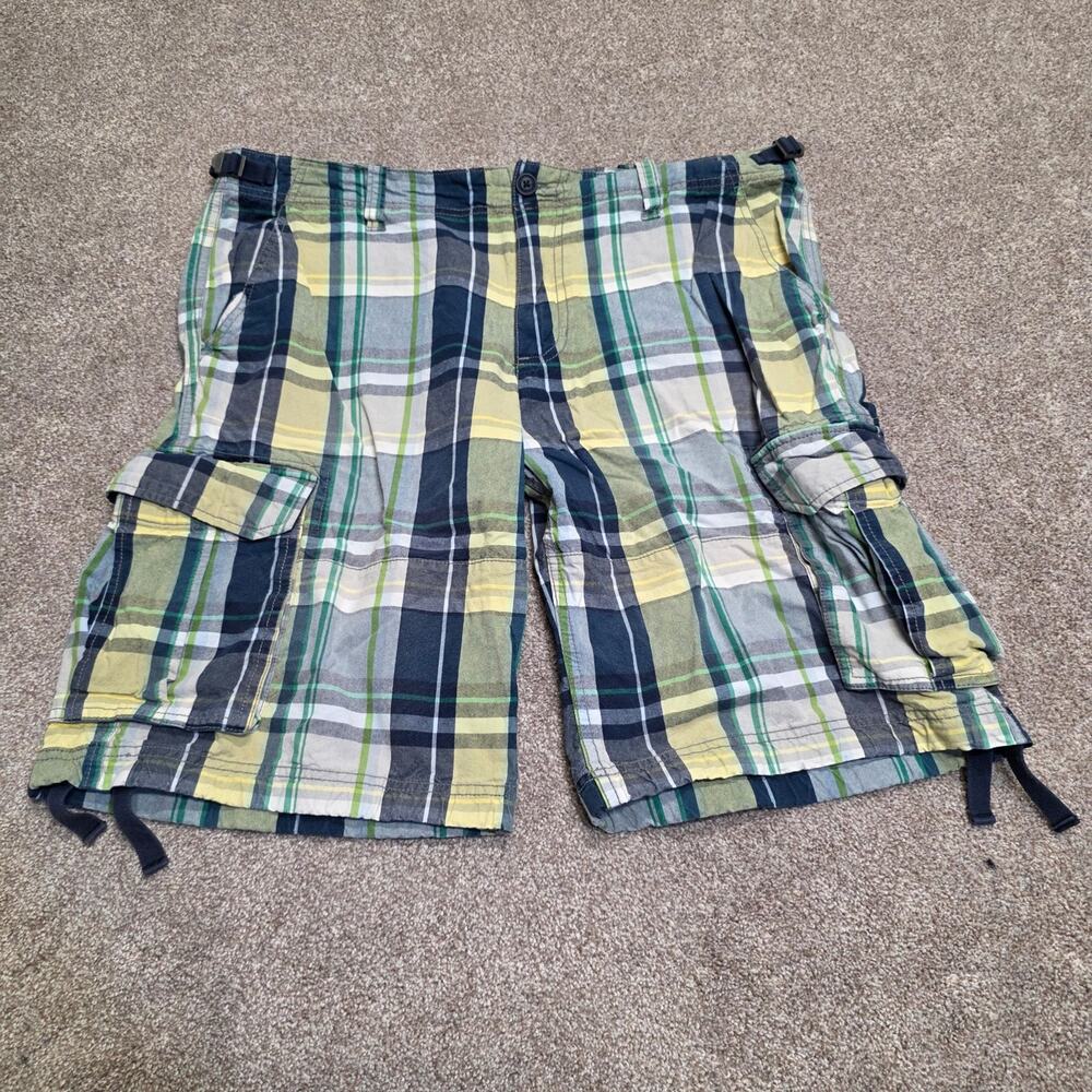 Parachute y2k surplus outdoor madras plaid cargo old navy utility shorts sz 36
